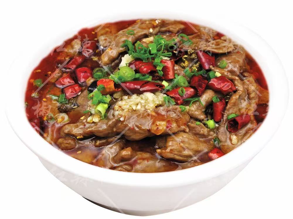 Poached beef in spicy chilli oil